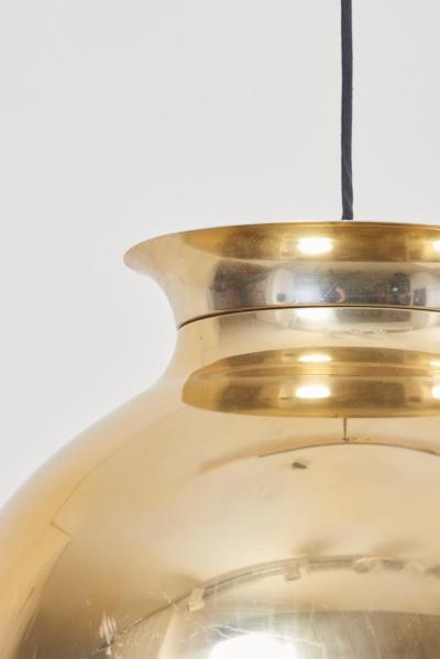 One of Eight Huge Brass Pendant Lamps with Fabric
