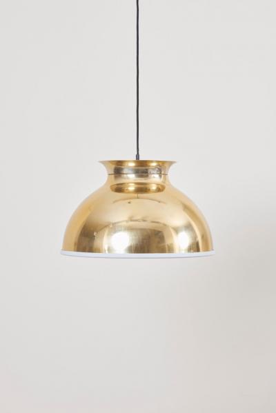 One of Eight Huge Brass Pendant Lamps with Fabric