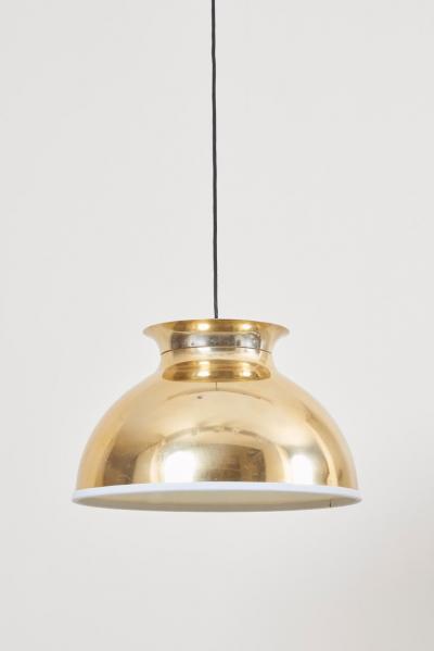 One of Eight Huge Brass Pendant Lamps with Fabric
