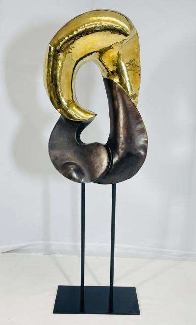 One of a Kind Figurative Floor Sculpture in Solid Brass USA 21st Century