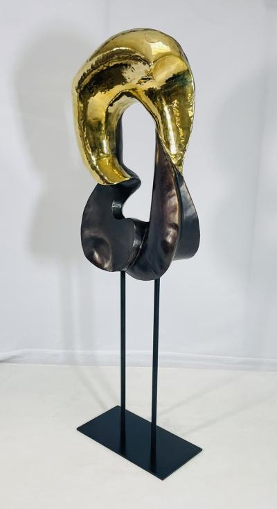 One of a Kind Figurative Floor Sculpture in Solid Brass USA 21st Century