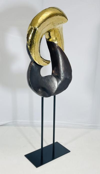 One of a Kind Figurative Floor Sculpture in Solid Brass USA 21st Century
