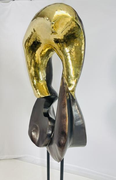 One of a Kind Figurative Floor Sculpture in Solid Brass USA 21st Century