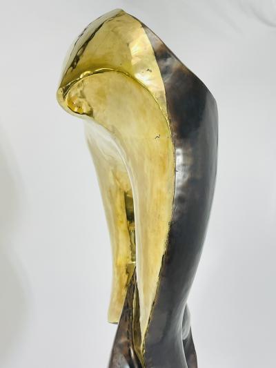 One of a Kind Figurative Floor Sculpture in Solid Brass USA 21st Century