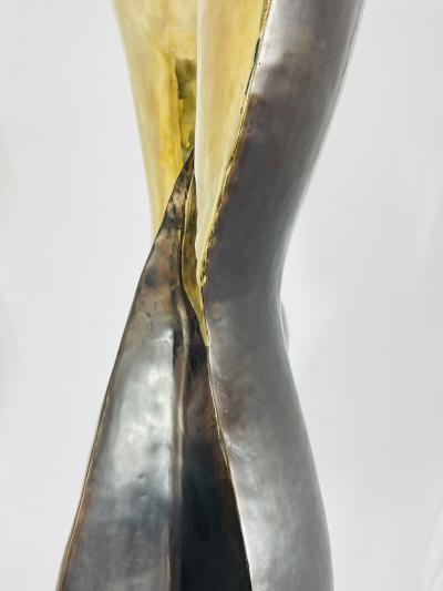 One of a Kind Figurative Floor Sculpture in Solid Brass USA 21st Century