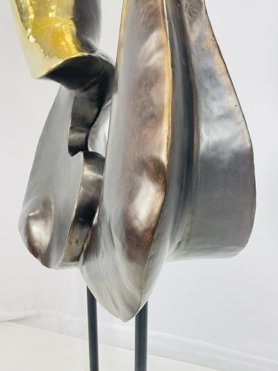 One of a Kind Figurative Floor Sculpture in Solid Brass USA 21st Century