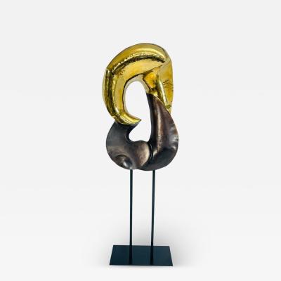 One of a Kind Figurative Floor Sculpture in Solid Brass USA 21st Century
