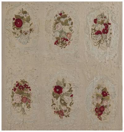 One of a kind Antique Floral Needlework Carpet