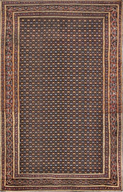 One of a kind Antique Indian Blue Gold Beige Red Handmade Wool Rug