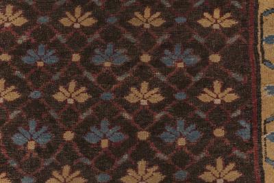 One of a kind Antique Indian Blue Gold Beige Red Handmade Wool Rug