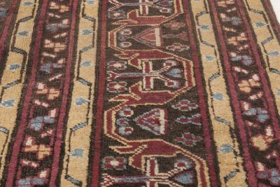 One of a kind Antique Indian Blue Gold Beige Red Handmade Wool Rug