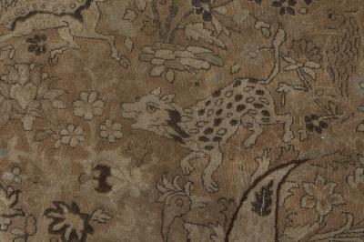 One of a kind Antique Persian Meshad Animal Botanic Carpet