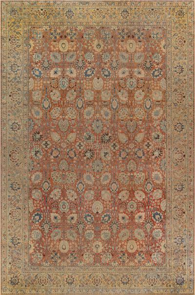 One of a kind Antique Persian Tabriz Botanic Rug