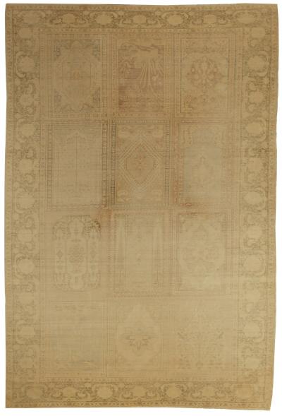 One of a kind Antique Turkish Brown Abstract Botanic Rug
