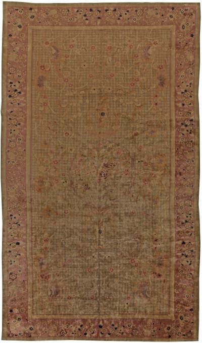 One of a kind Chinese Art Deco Botanic Handmade Wool Rug