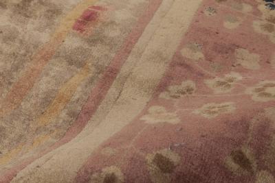 One of a kind Chinese Art Deco Botanic Handmade Wool Rug