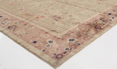 One of a kind Chinese Art Deco Botanic Handmade Wool Rug