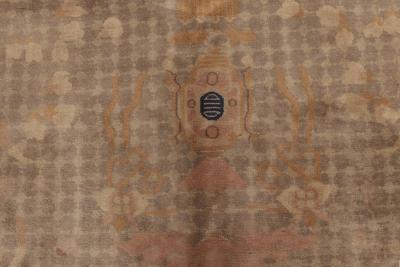One of a kind Chinese Art Deco Botanic Handmade Wool Rug