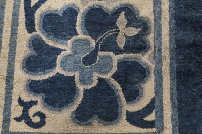 One of a kind Chinese Blue Floral Runner Fragment 