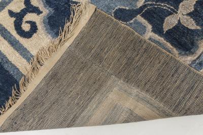 One of a kind Chinese Blue Floral Runner Fragment 