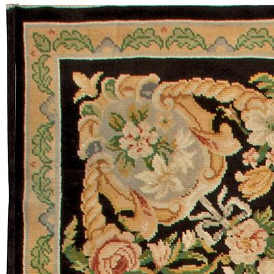 One of a kind French Savonnerie Botanic Handwoven Wool Rug