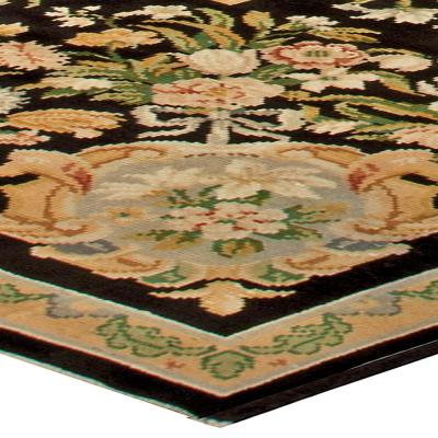 One of a kind French Savonnerie Botanic Handwoven Wool Rug