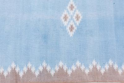 One of a kind Indian Dhurrie Rug in Shades of Beige Blue and Brown