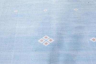 One of a kind Indian Dhurrie Rug in Shades of Beige Blue and Brown