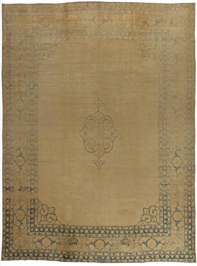 One of a kind Large Antique Persian Tabriz Beige Handmade Wool Carpet