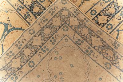 One of a kind Large Antique Persian Tabriz Beige Handmade Wool Carpet