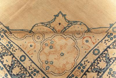 One of a kind Large Antique Persian Tabriz Beige Handmade Wool Carpet