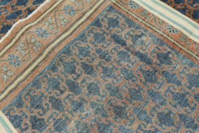 One of a kind Large Vintage Samarkand Geometric Blue Brown Size Adjusted Rug
