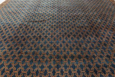 One of a kind Large Vintage Samarkand Geometric Blue Brown Size Adjusted Rug