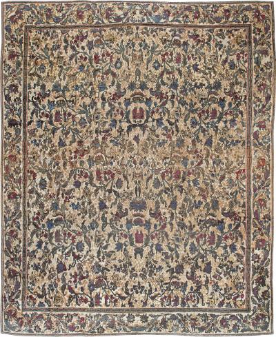One of a kind Oversized Antique Indian Bold Botanic Handmade Wool Carpet