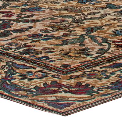 One of a kind Oversized Antique Indian Bold Botanic Handmade Wool Carpet