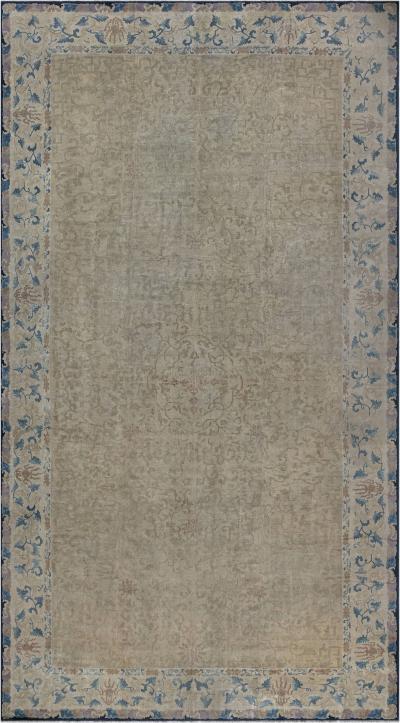 One of a kind Vintage Chinese Botanic Design Rug Size Adjusted 