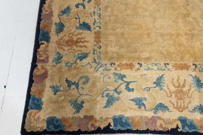 One of a kind Vintage Chinese Botanic Design Rug Size Adjusted 