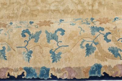One of a kind Vintage Chinese Botanic Design Rug Size Adjusted 