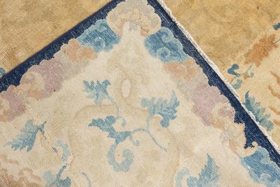 One of a kind Vintage Chinese Botanic Design Rug Size Adjusted 