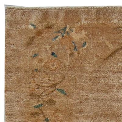 One of a kind Vintage Chinese Botanic Handmade Wool Rug