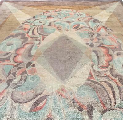 One of a kind Vintage French Art Deco Handmade Wool Rug