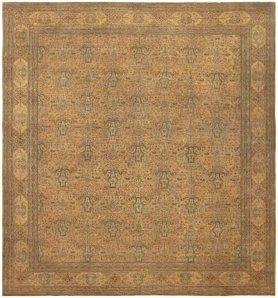 One of a kind Vintage Indian Botanic Handmade Wool Carpet