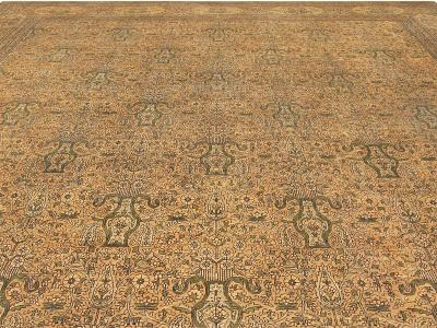 One of a kind Vintage Indian Botanic Handmade Wool Carpet