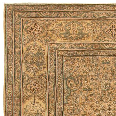 One of a kind Vintage Indian Botanic Handmade Wool Carpet