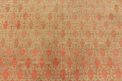 One of a kind Vintage Samarkand Beige Brown Pink Handmade Wool Rug