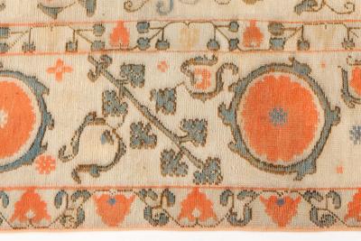 One of a kind Vintage Samarkand Khotan Orange Handmade Wool Carpet