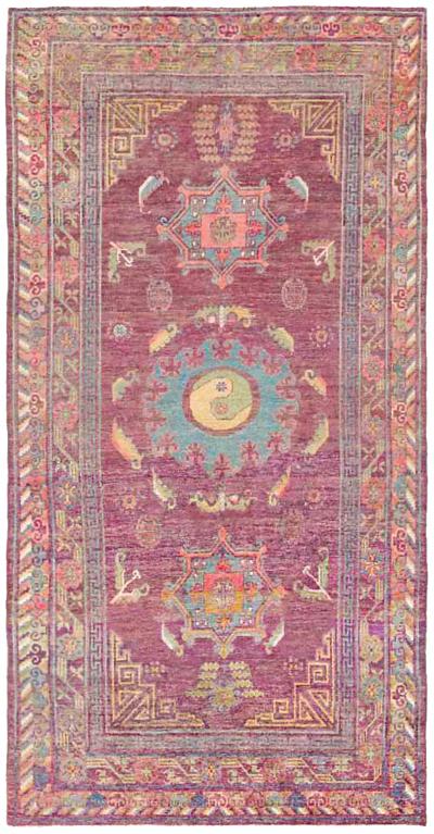 One of a kind Vintage Silk Samarkand Khotan Rug