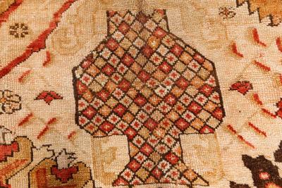 One of a kind Vintage Turkish Oushak Bold Design Orange Handmade Wool Runner