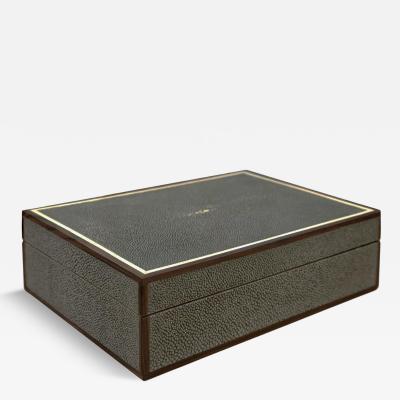 Onyx Shagreen Macassar Ebony Box with Bone Inlay