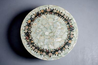 Onyx Table with Floral Stone Mosaic